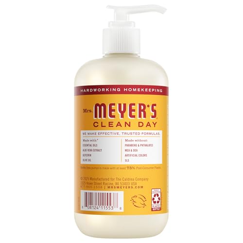 Mrs. Meyer’s hand soap pump for easy daily dispensing during handwashing.