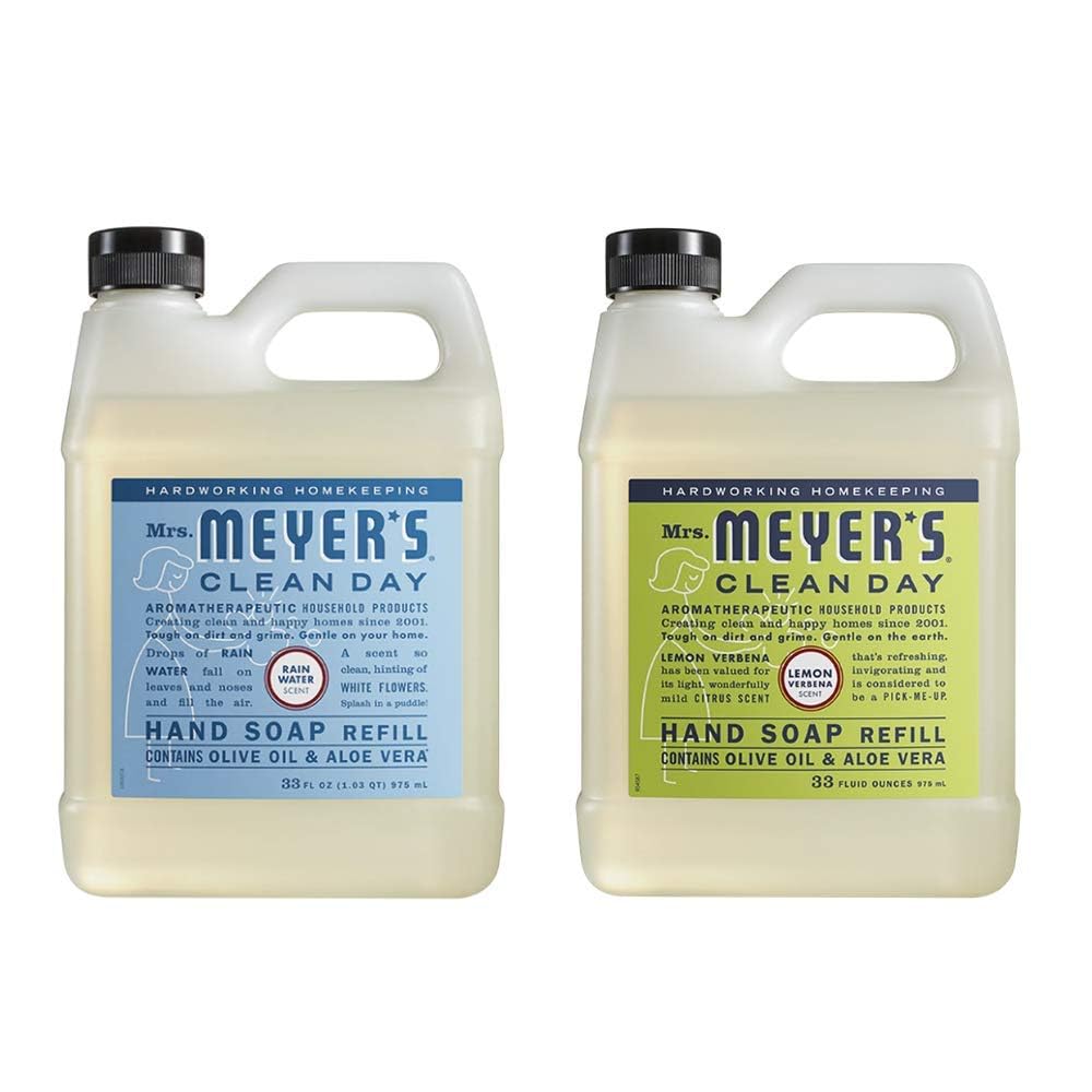 Mrs. Meyer's Clean Day Lemon Verbena refill bottle front label for quick scent identification.