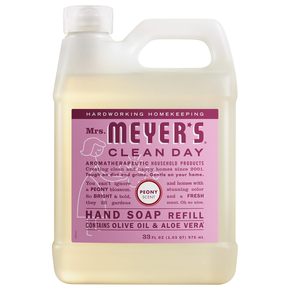 Mrs. Meyer's Clean Day Peony refill bottle, easy restocking and fragrant scent.