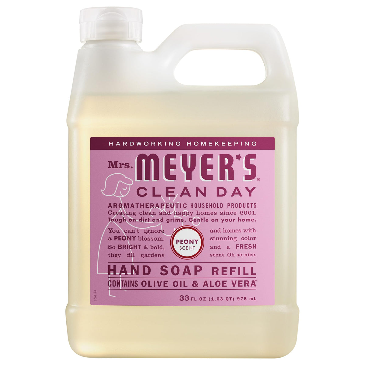 Mrs. Meyer's Clean Day Peony refill bottle, easy restocking and fragrant scent.