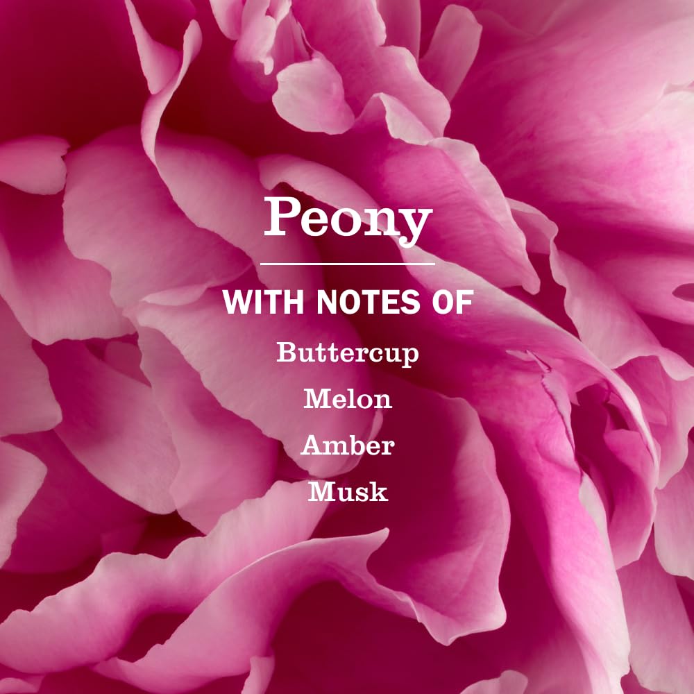 Peony label showcases cruelty-free status and natural ingredients.