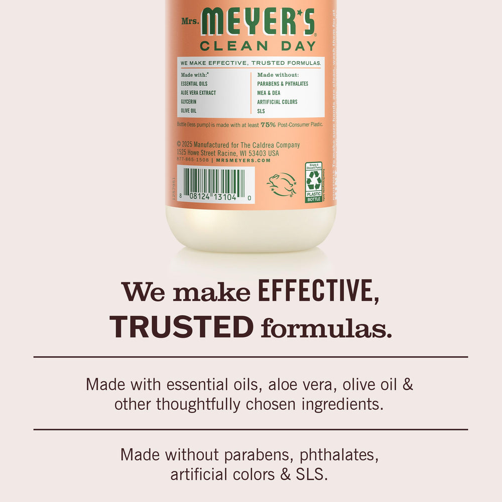 Mrs. Meyer's Clean Day hand soap texture closeup showing smooth liquid lather