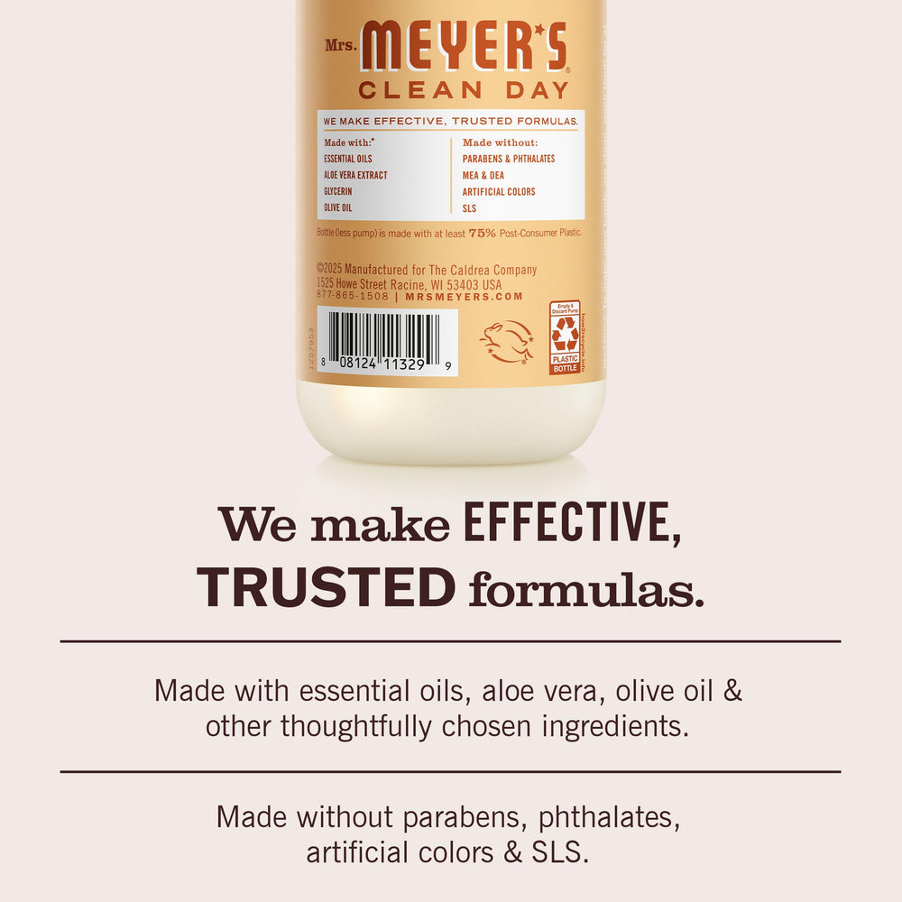 Ingredientes naturales con aloe vera y aceite de oliva en Mrs. Meyer's Clean Day.