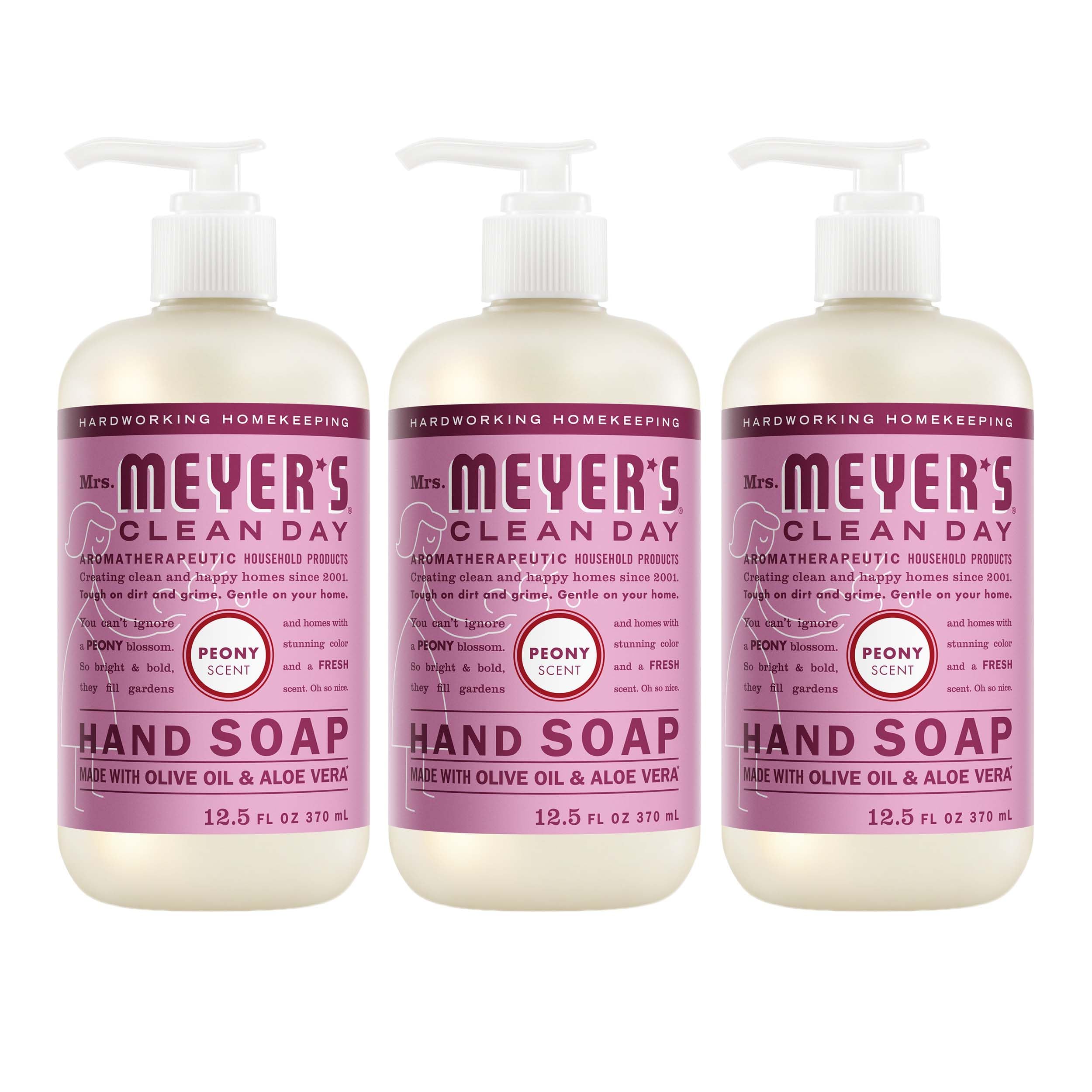 Jabón de manos MRS. MEYER'S Clean Day con aroma a peonía para uso diario
