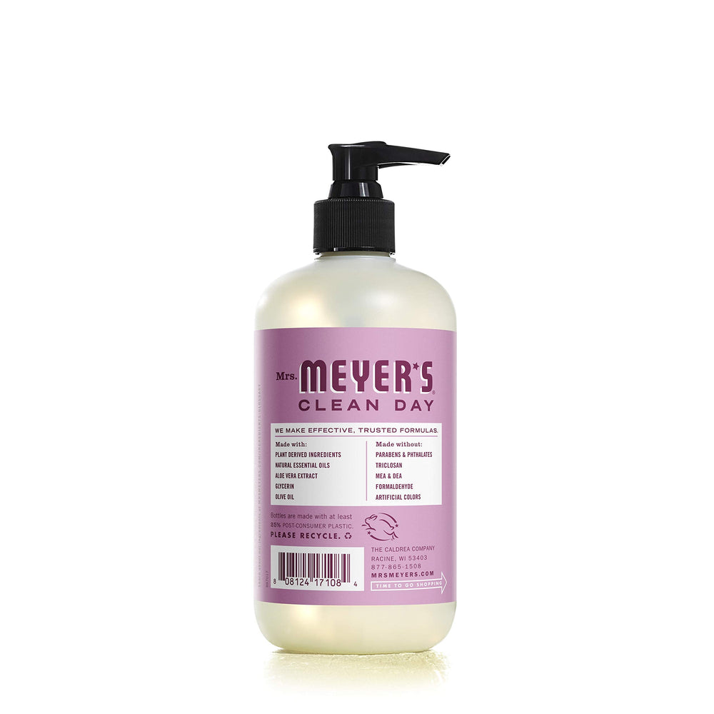 Mrs. MEYER'S Clean Day jabon de manos peonia, botella, fragancia floral suave para la higiene diaria.