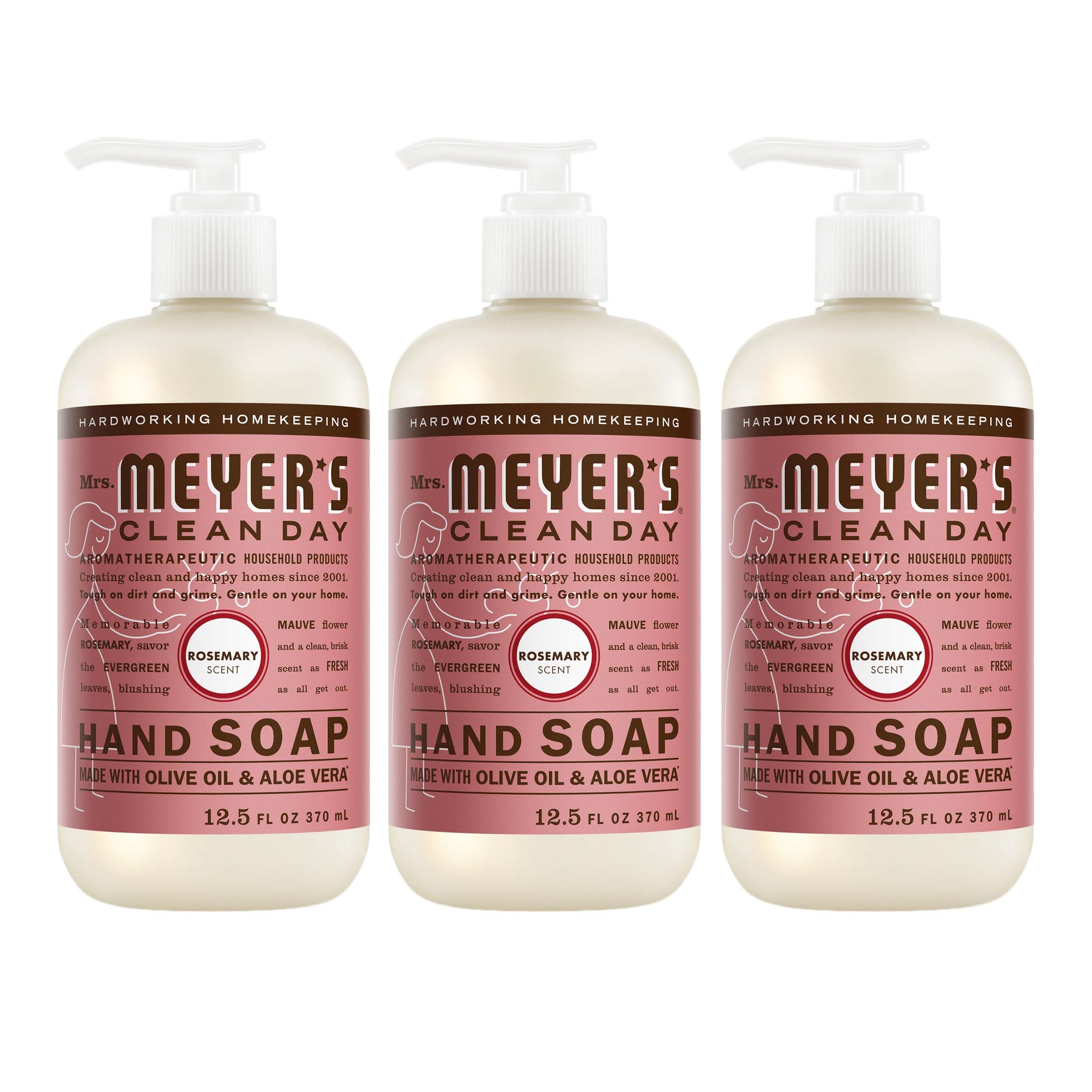Mrs. Meyer's Clean Day: jabon manos romero en botella, uso diario suave
