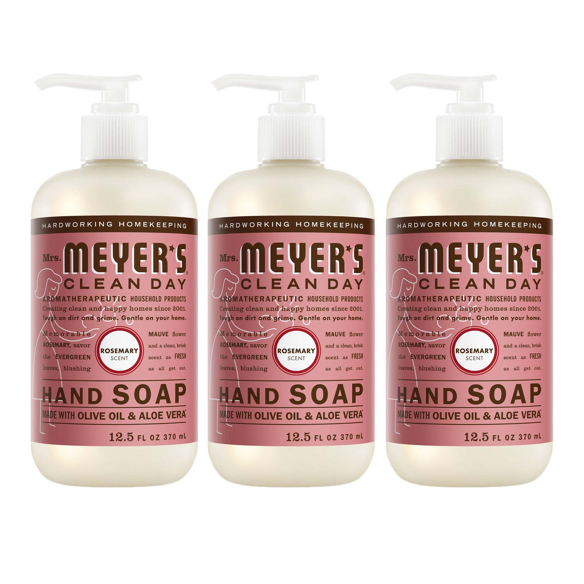 Mrs. Meyer's Clean Day: jabon manos romero en botella, uso diario suave