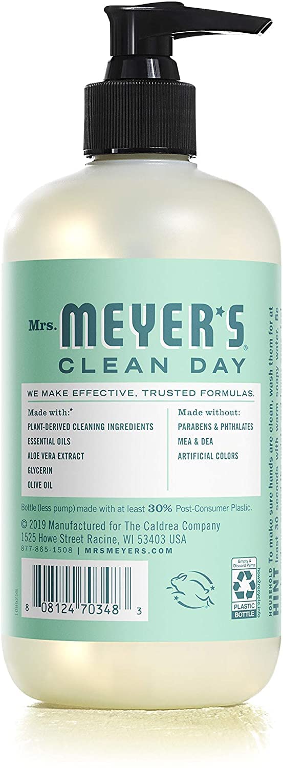 Kitchen sink setup with Mrs. Meyer's hand soap for daily routines.