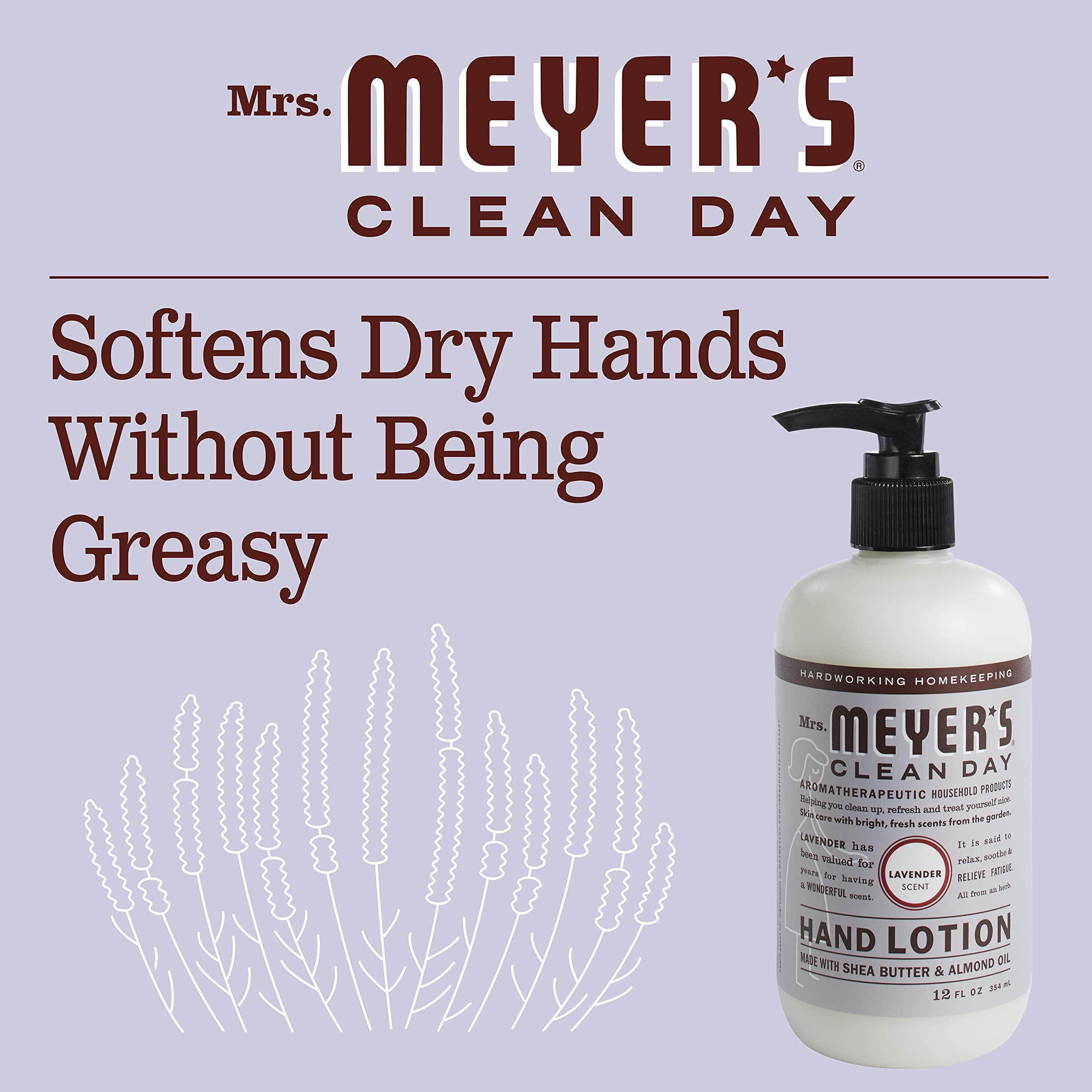 Mrs. Meyer's lavender hand lotion being applied demonstrates quick hydration for hands.