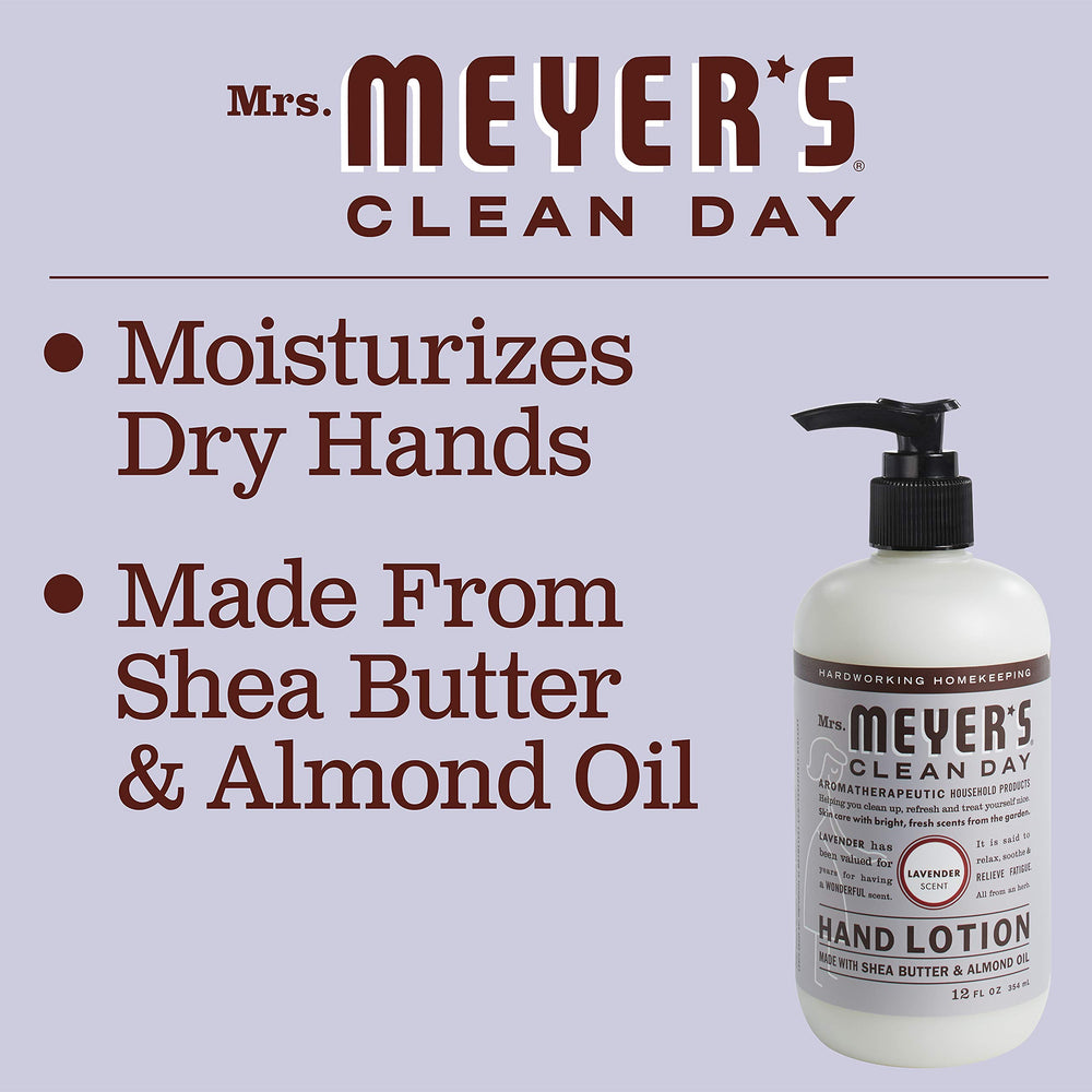 Mrs. Meyer's lavender hand lotion texture swatch demonstrates creamy, quick-absorbing finish.