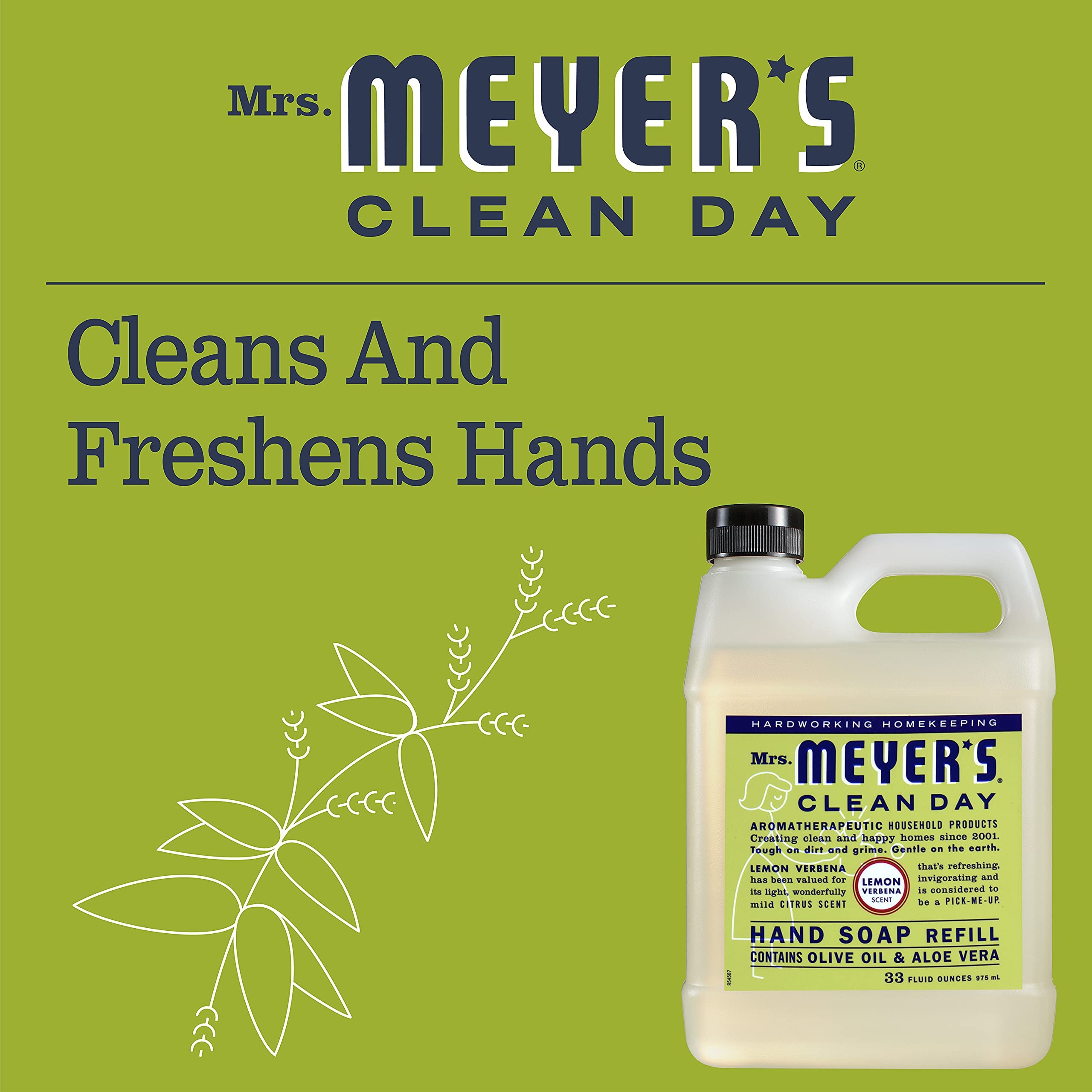 Aroma close-up highlights the bright citrus scent of Mrs. Meyer's Lemon Verbena.