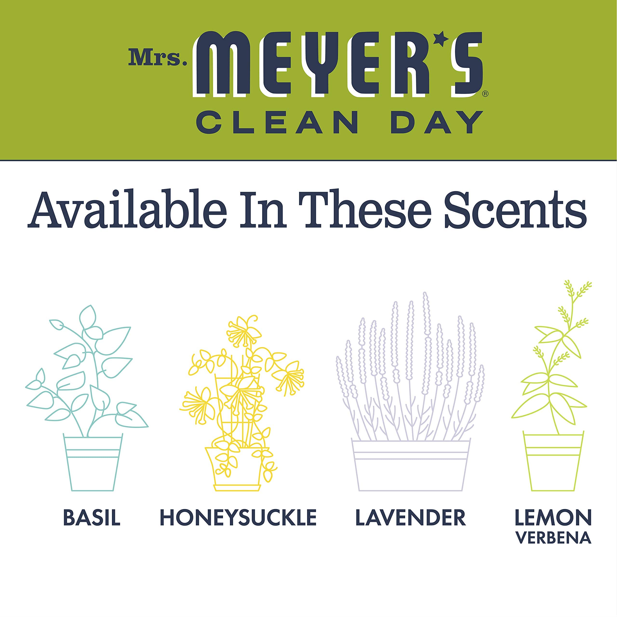 Cruelty-free icon on Mrs. Meyer's Lemon Verbena label signals ethical hand care.