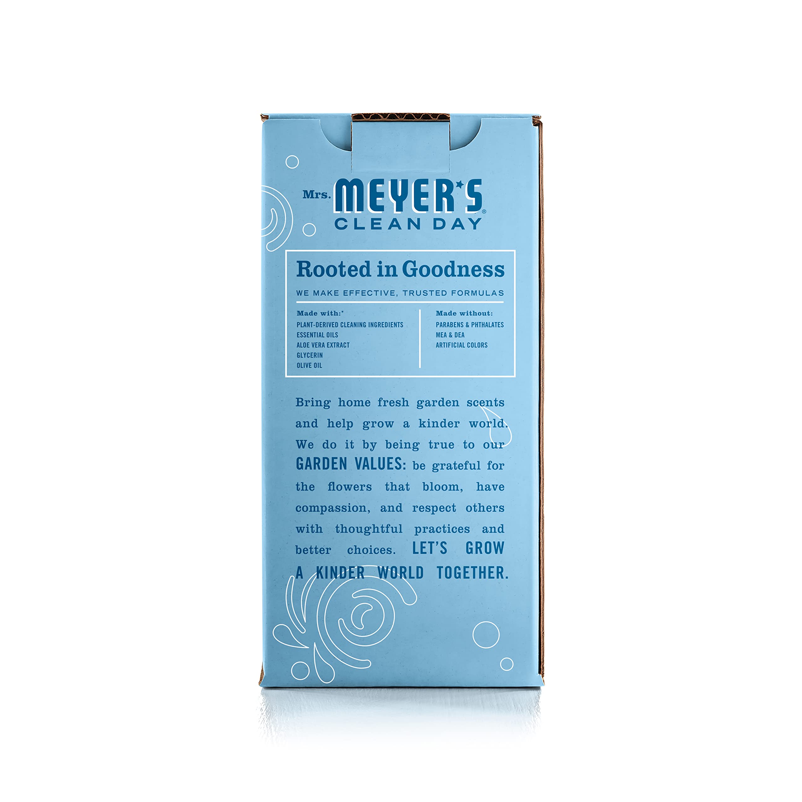 Etiqueta Rain Water de Mrs. Meyer’s en envase, aroma suave y limpio