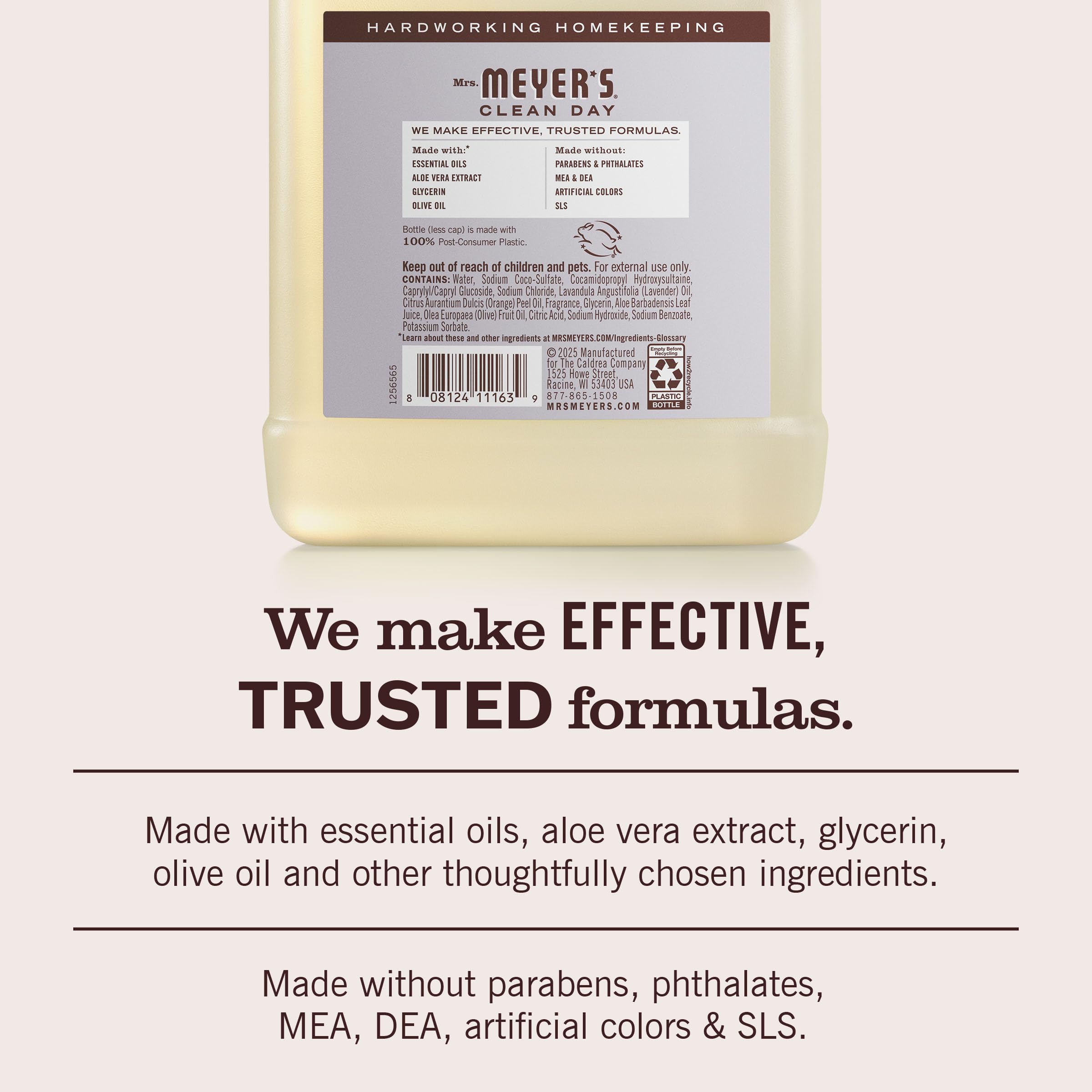 Aceites esenciales en Mrs. Meyer's Lavanda: nota aromática que eleva la experiencia de lavado.