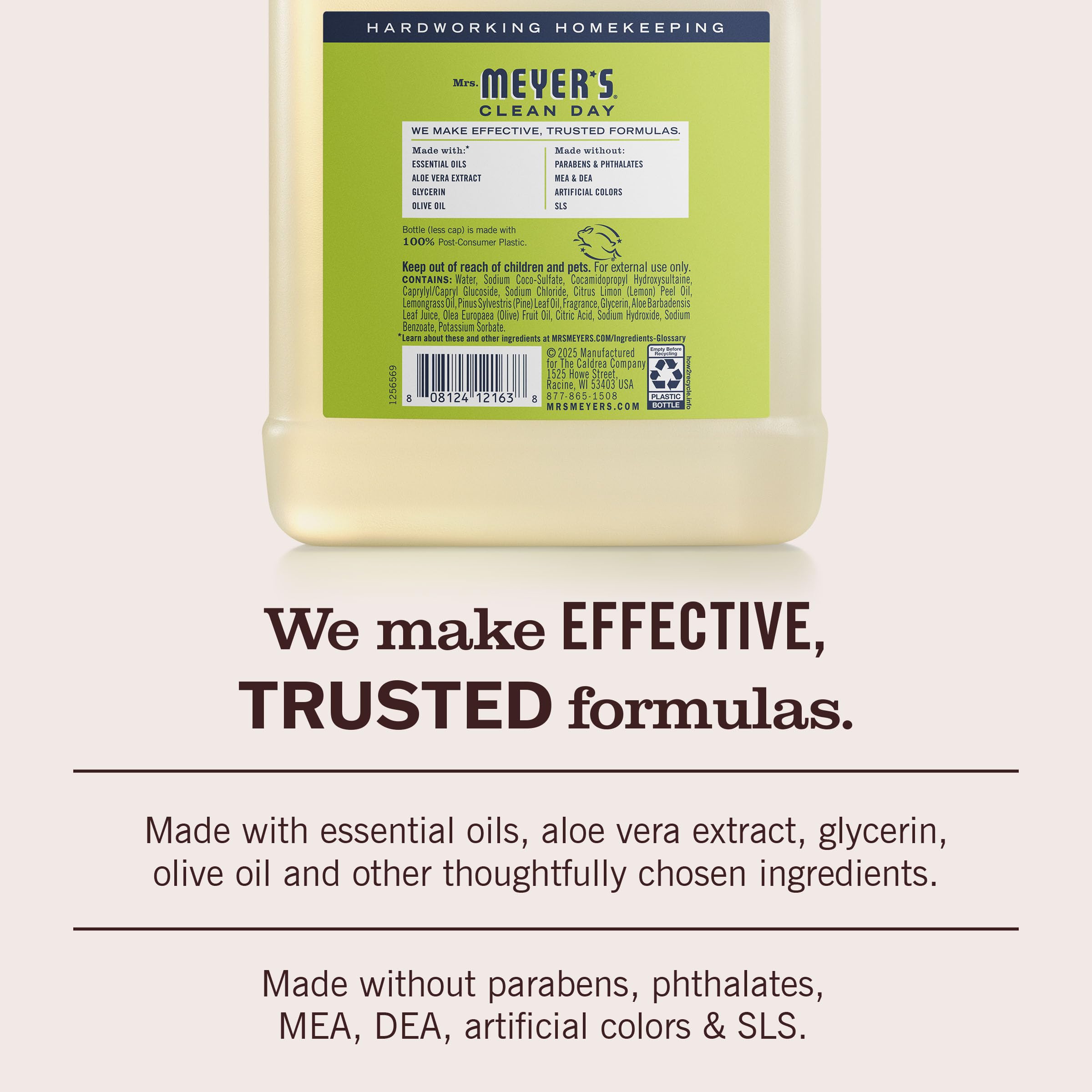 Mrs. Meyer's Lemon Verbena notes with bergamot, lemon, geranium, cedarwood.