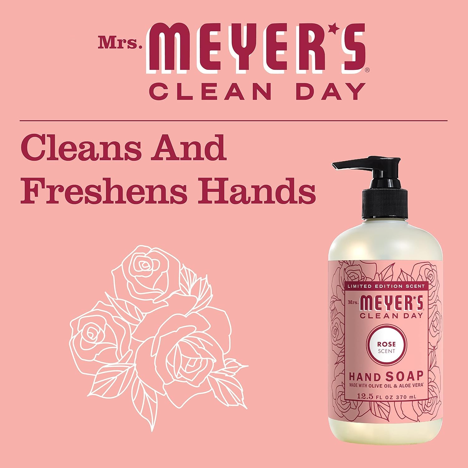Mrs. Meyer's Rose fragancia floral que perfuma al lavar manos