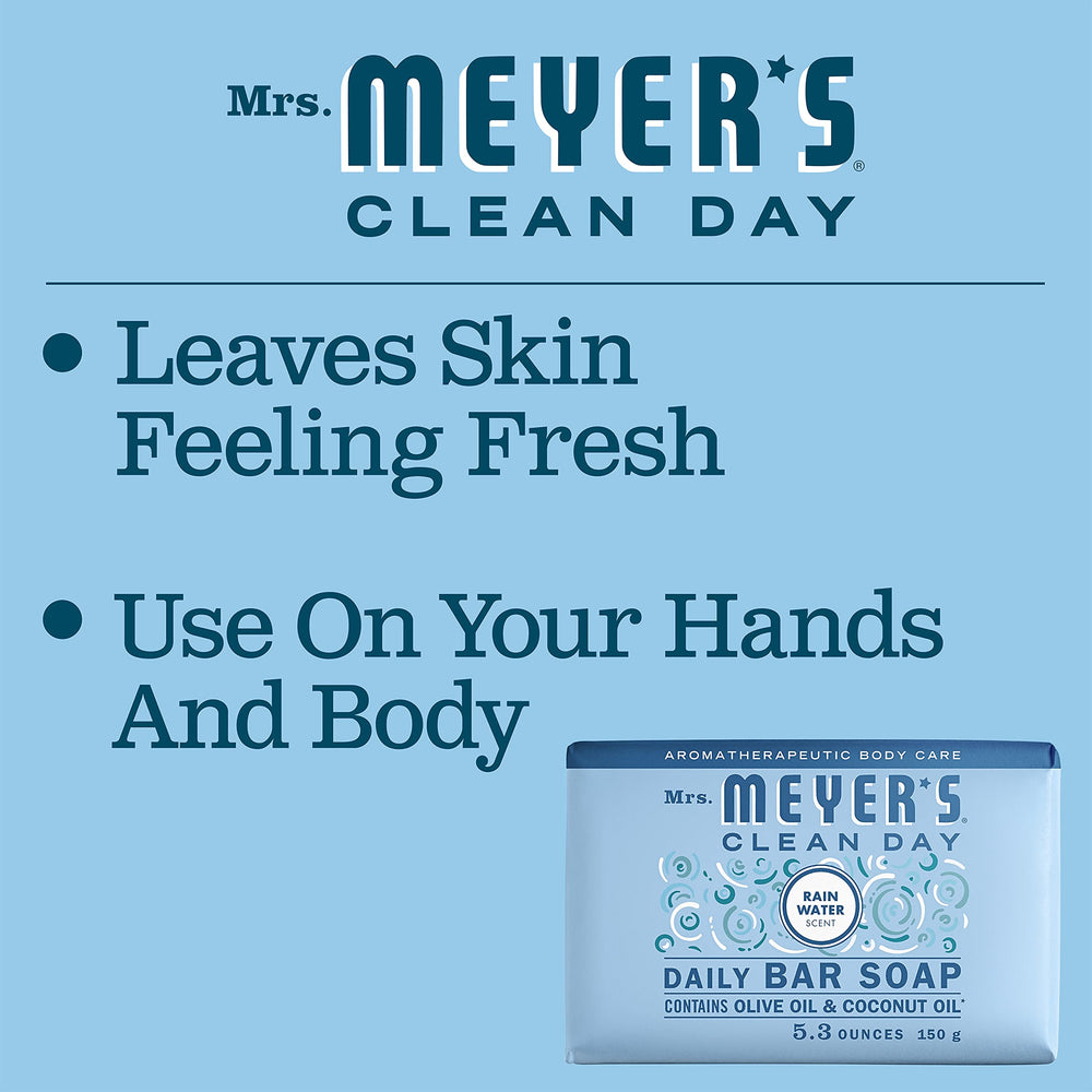 Rain Water bar soap in a bright bathroom setting