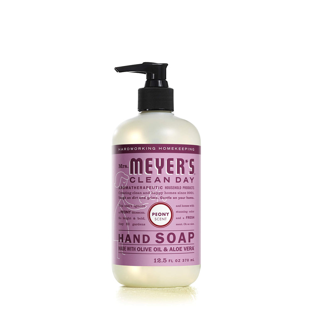 Mrs. Meyer's Geranium hand soap bottle with gentle cleansing for busy kitchens.