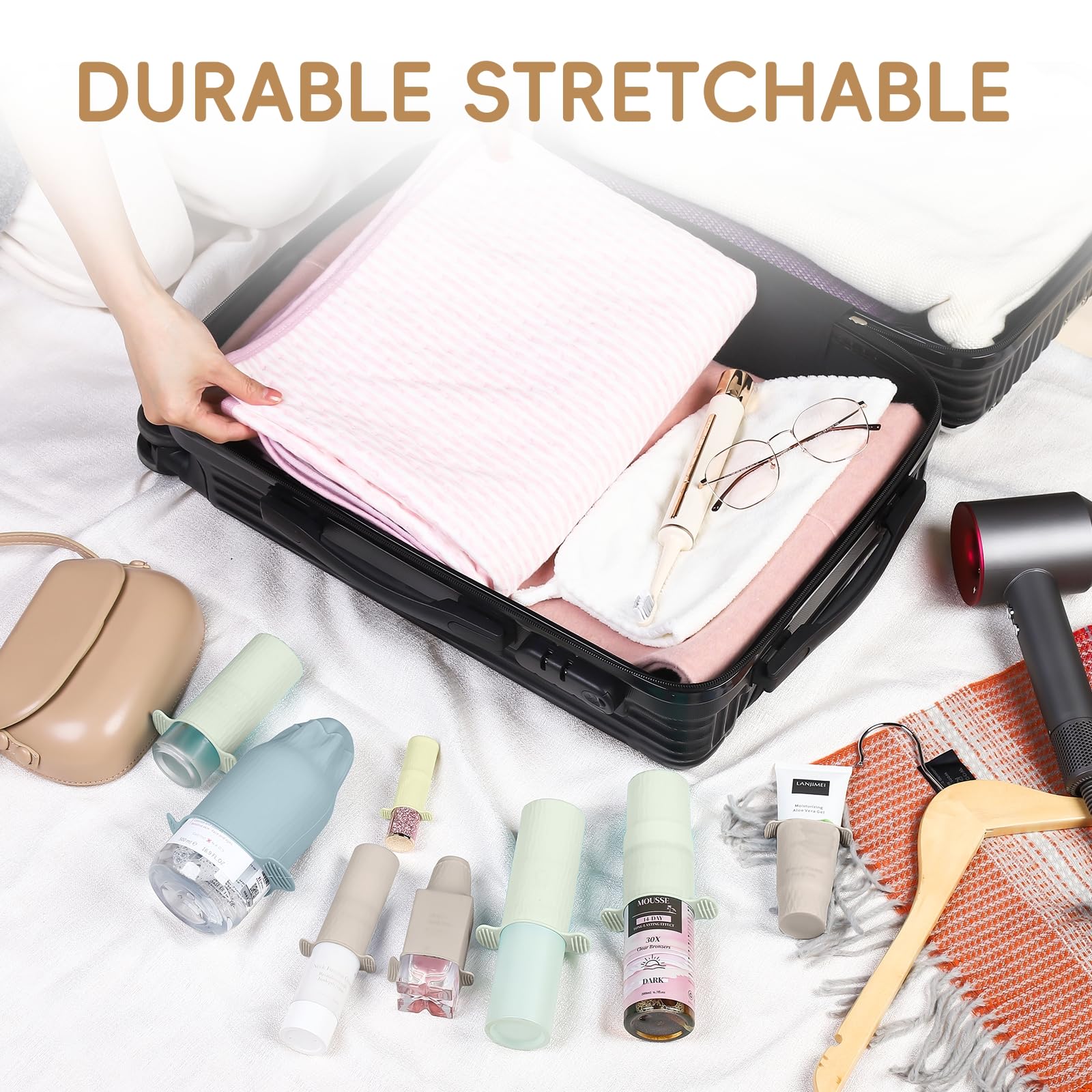 Mrsdry leakproof covers protect luggage from spills with durable silicone material.