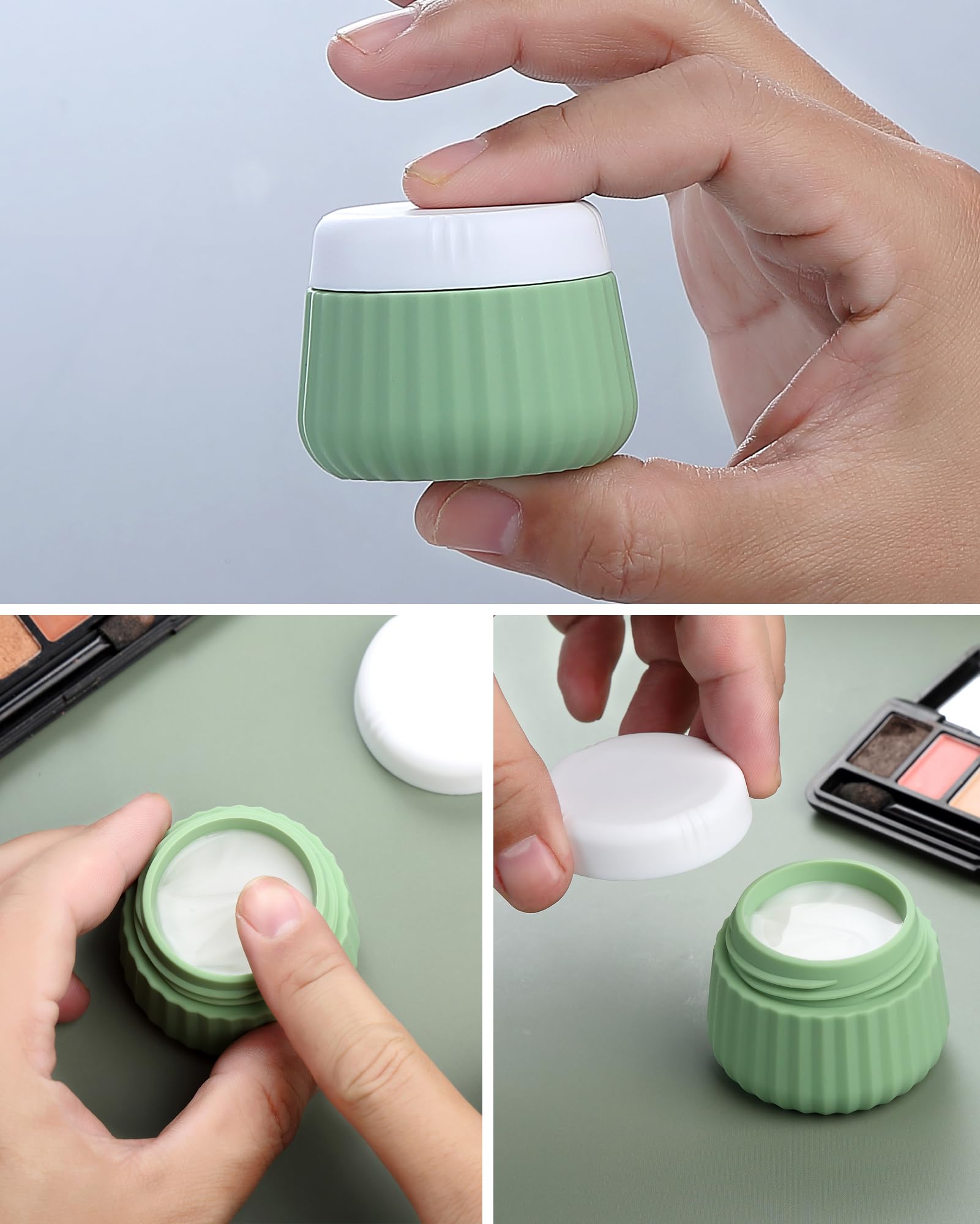 Mrsdry silicone cream jars with wide opening for easy filling and cleaning.
