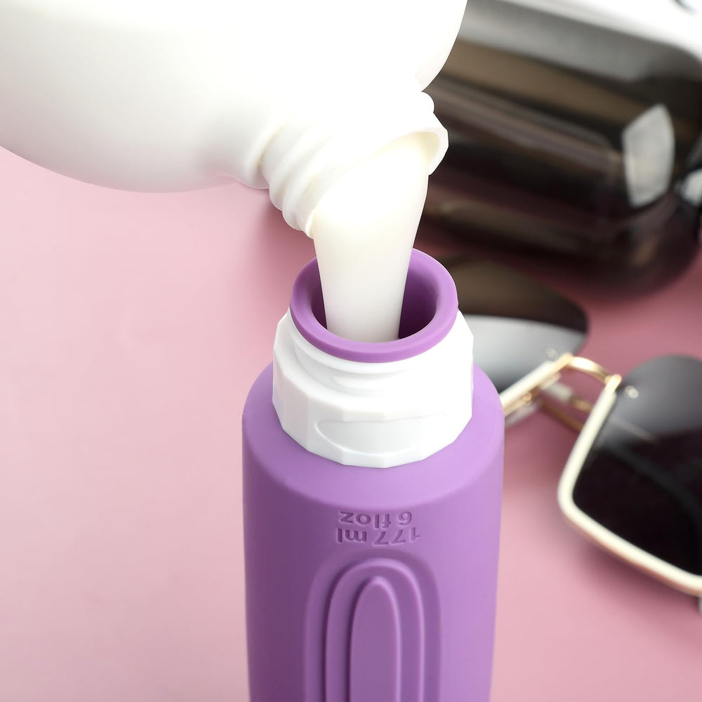 Mrsdry wide-opening bottles shown for easy filling of thick lotions.