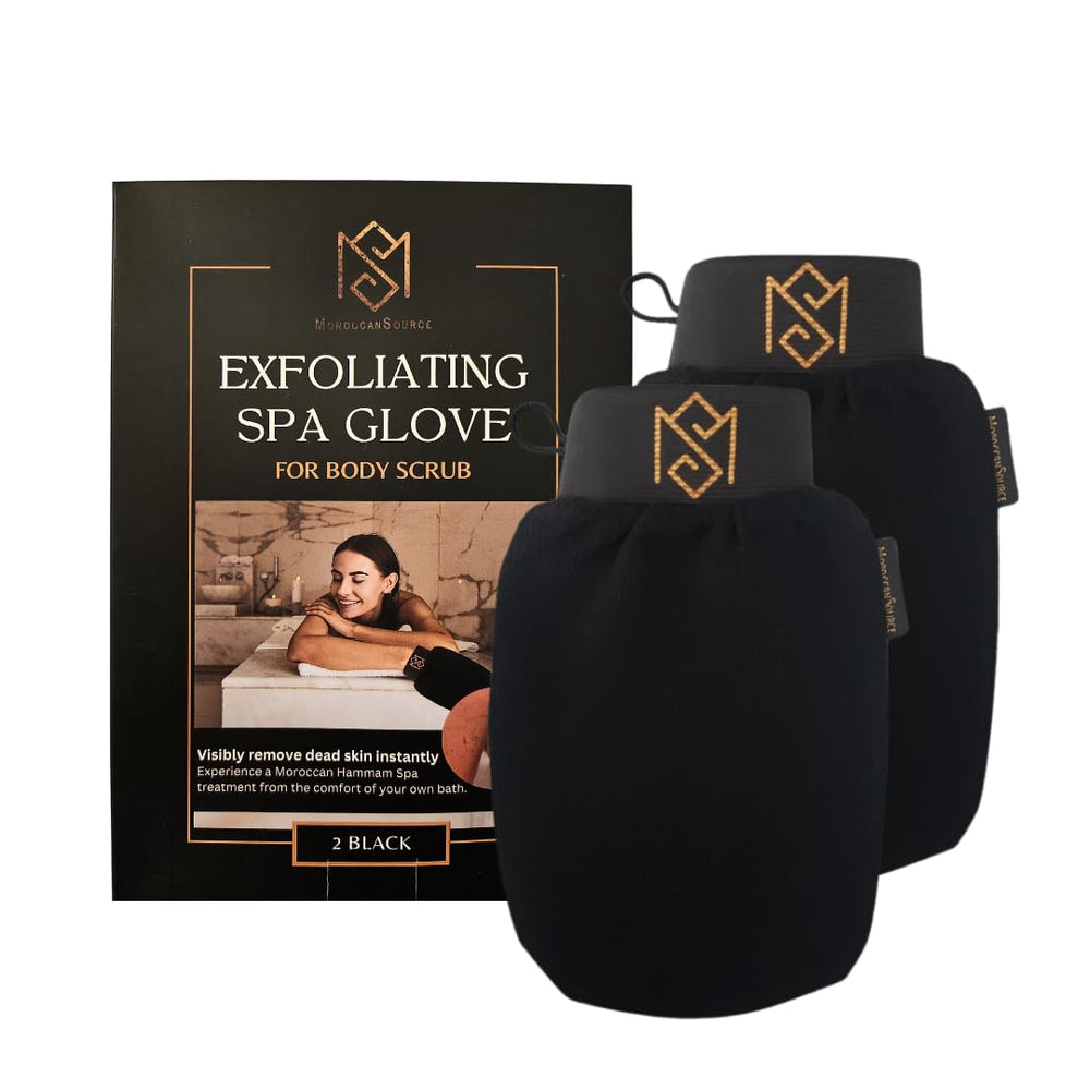 MS Guante Kessa negro para exfoliar el cuerpo y suavizar la piel.