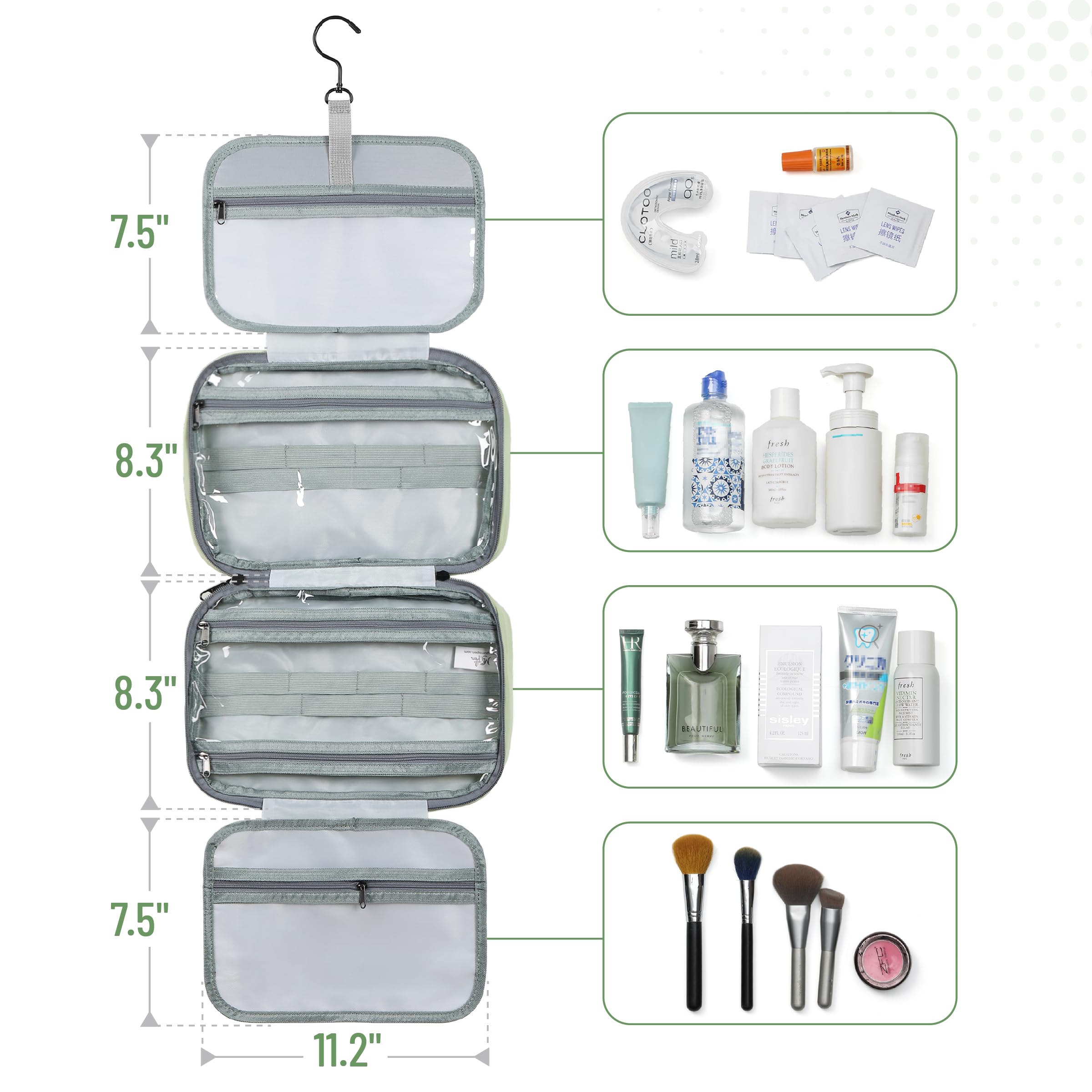 Ms. Pen bag’s elastic bottle straps keep items secure during transit.