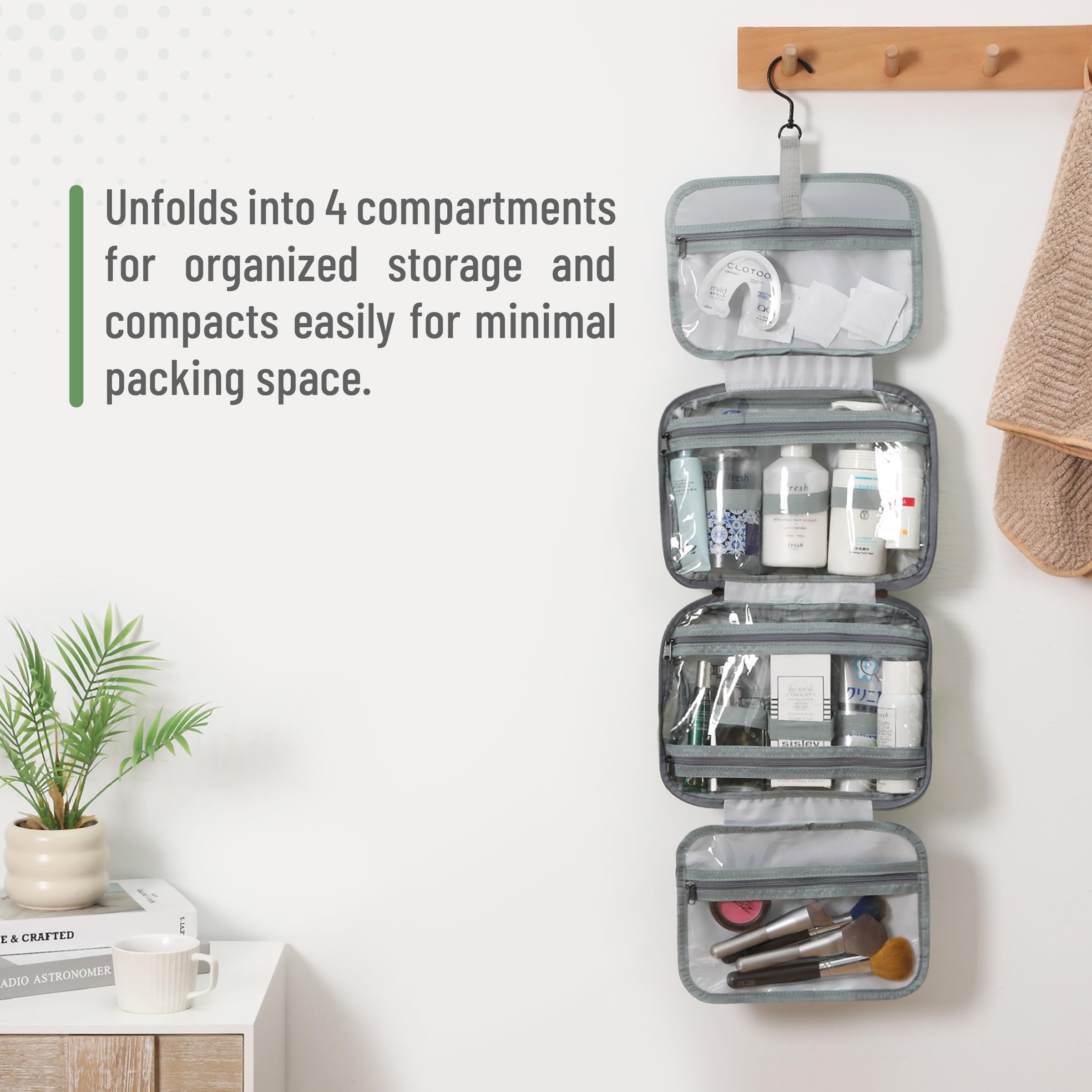 Four spacious sections simplify packing and quick finding items.