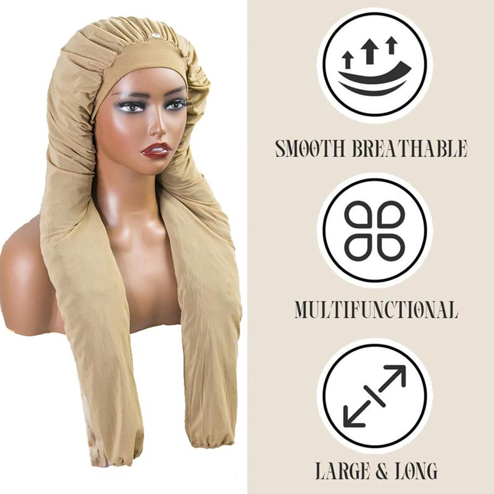 MsFan pantyhose bonnet—washable and sheet-safe for nightly wear.