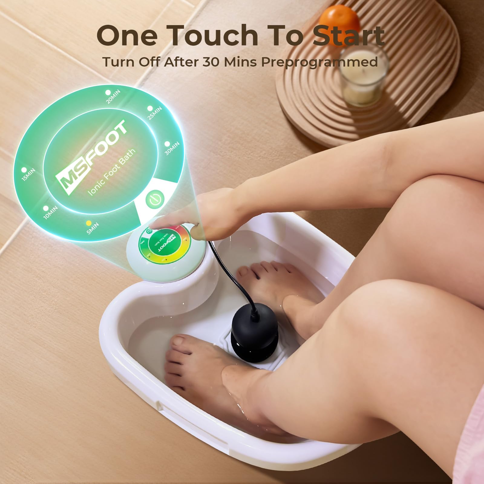 MSFOOT disposable foot bath liners for hygienic foot spa sessions.