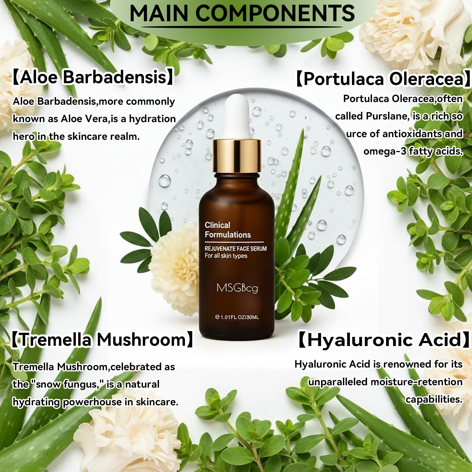 MSGBcg Amaranth extract in Ageless Rejuvenate serum illustration