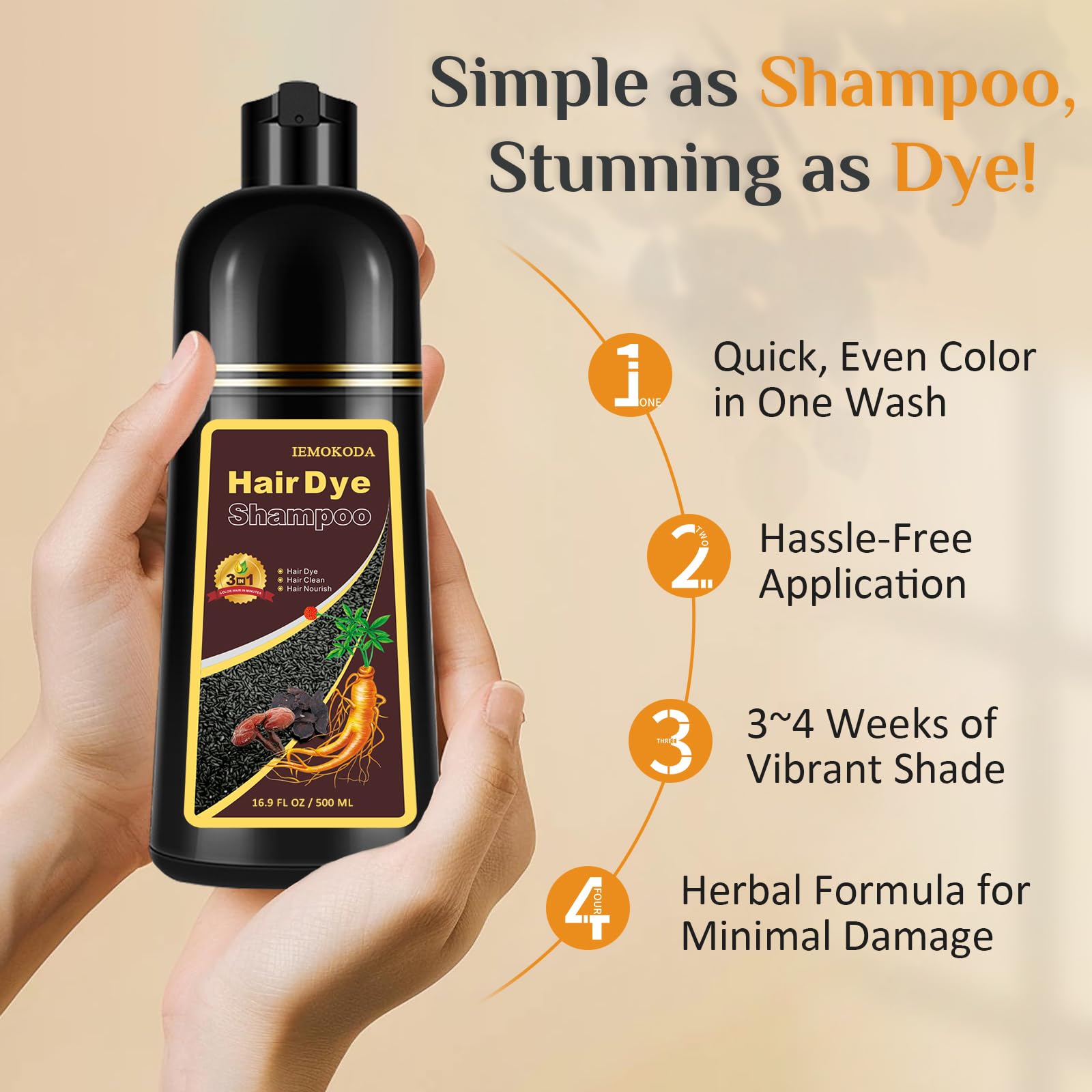 Msktasy champu-tinte castano, hidratacion suave para cabello tras color.