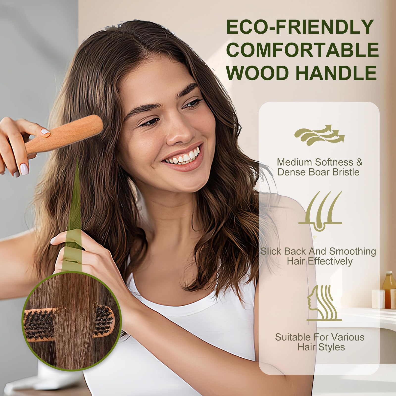 Msnasit Slick Back Brush helps reduce frizz and static.