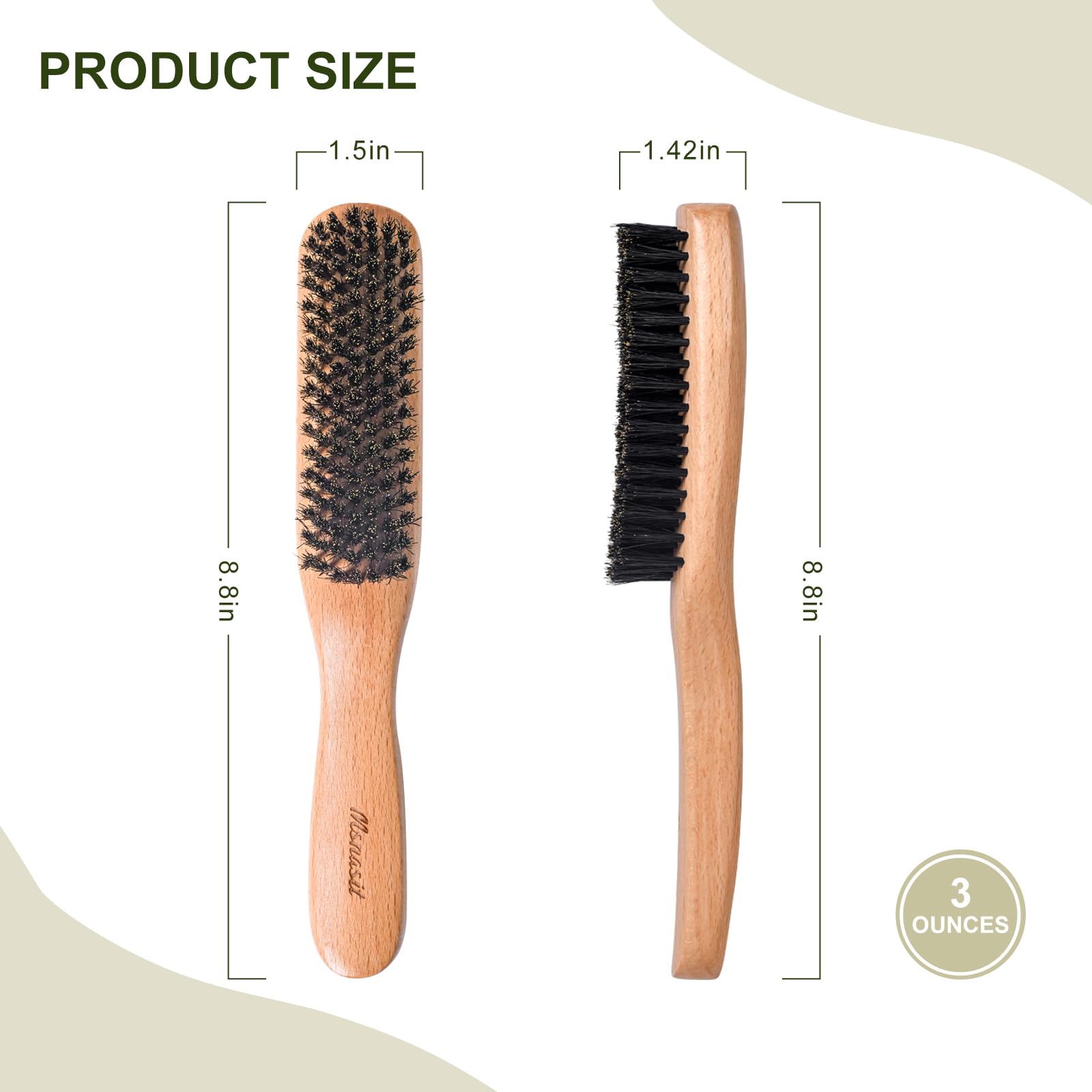 Msnasit Slick Back Brush with soft touch wooden handle.