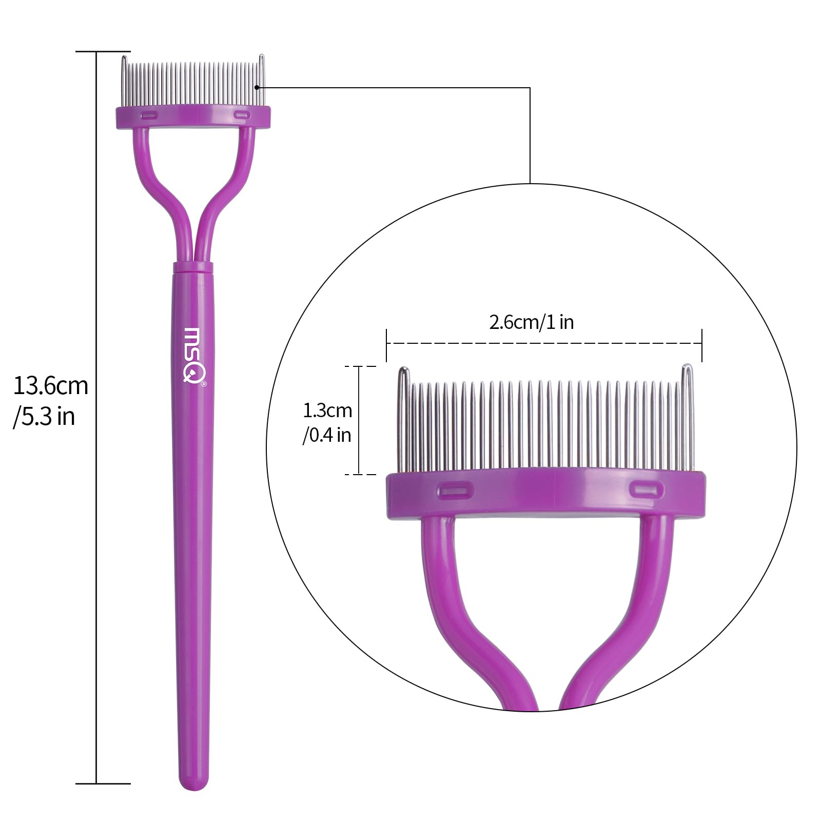 MSQ ergonomic arc-handle improves control during styling.