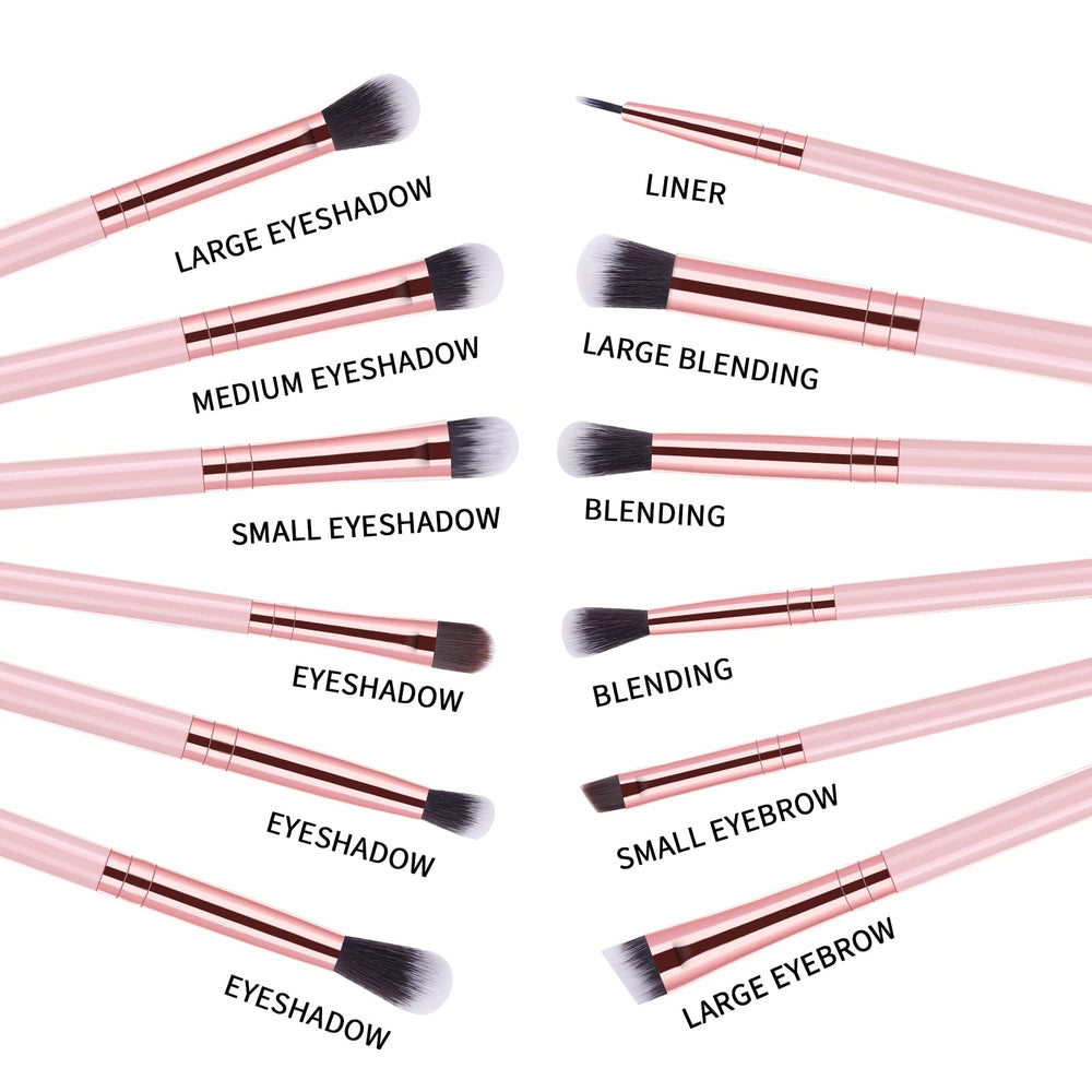 MSQ eye shadow brush with real wood pink handle for comfortable control