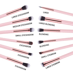 MSQ eye shadow brush with real wood pink handle for comfortable control
