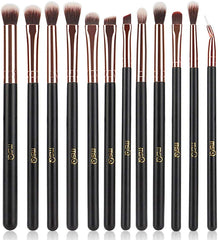 MSQ eye shadow brush set in rose gold with soft synthetic bristles for smooth application.