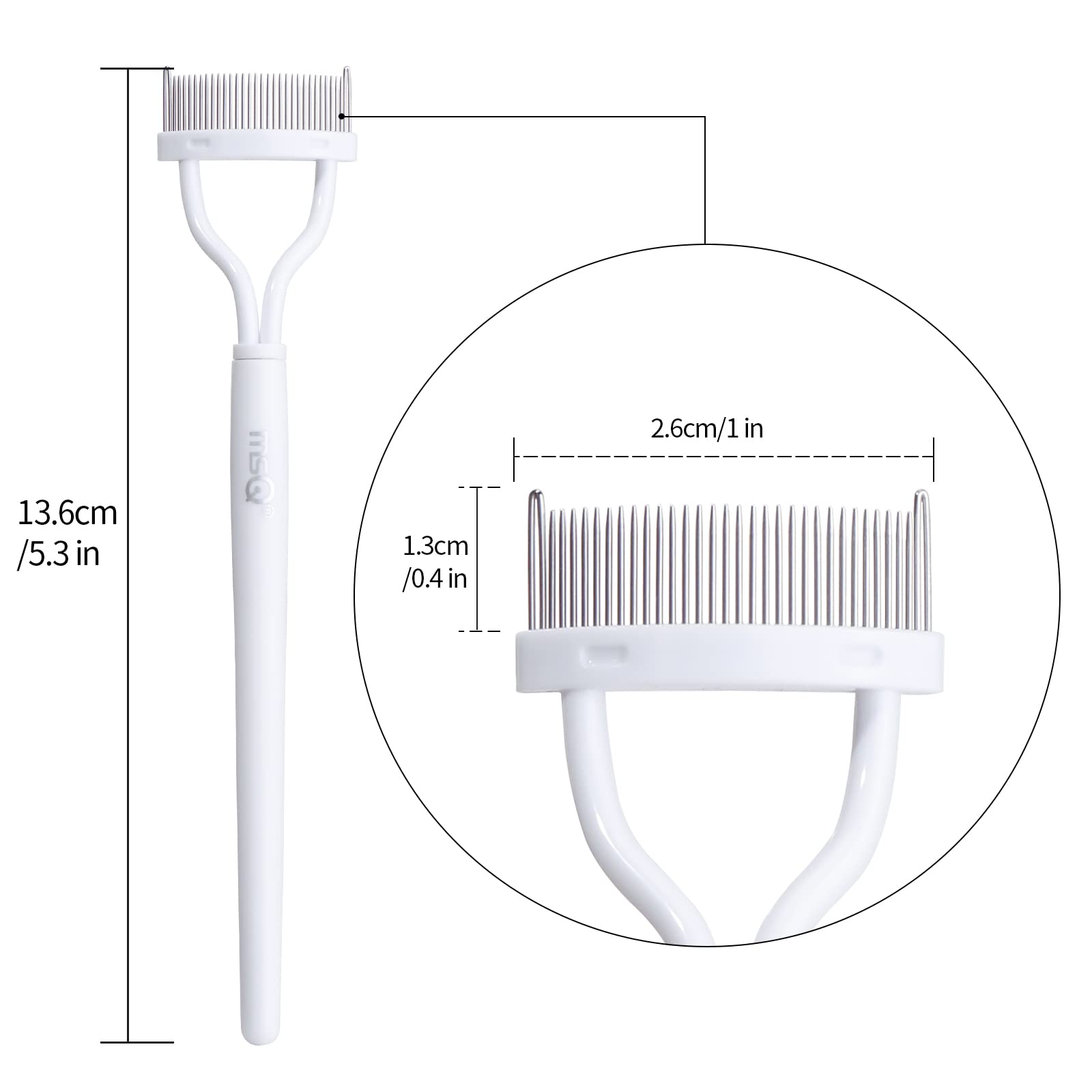 MSQ eyelash comb closeup teeth with fine spacing for lashes.