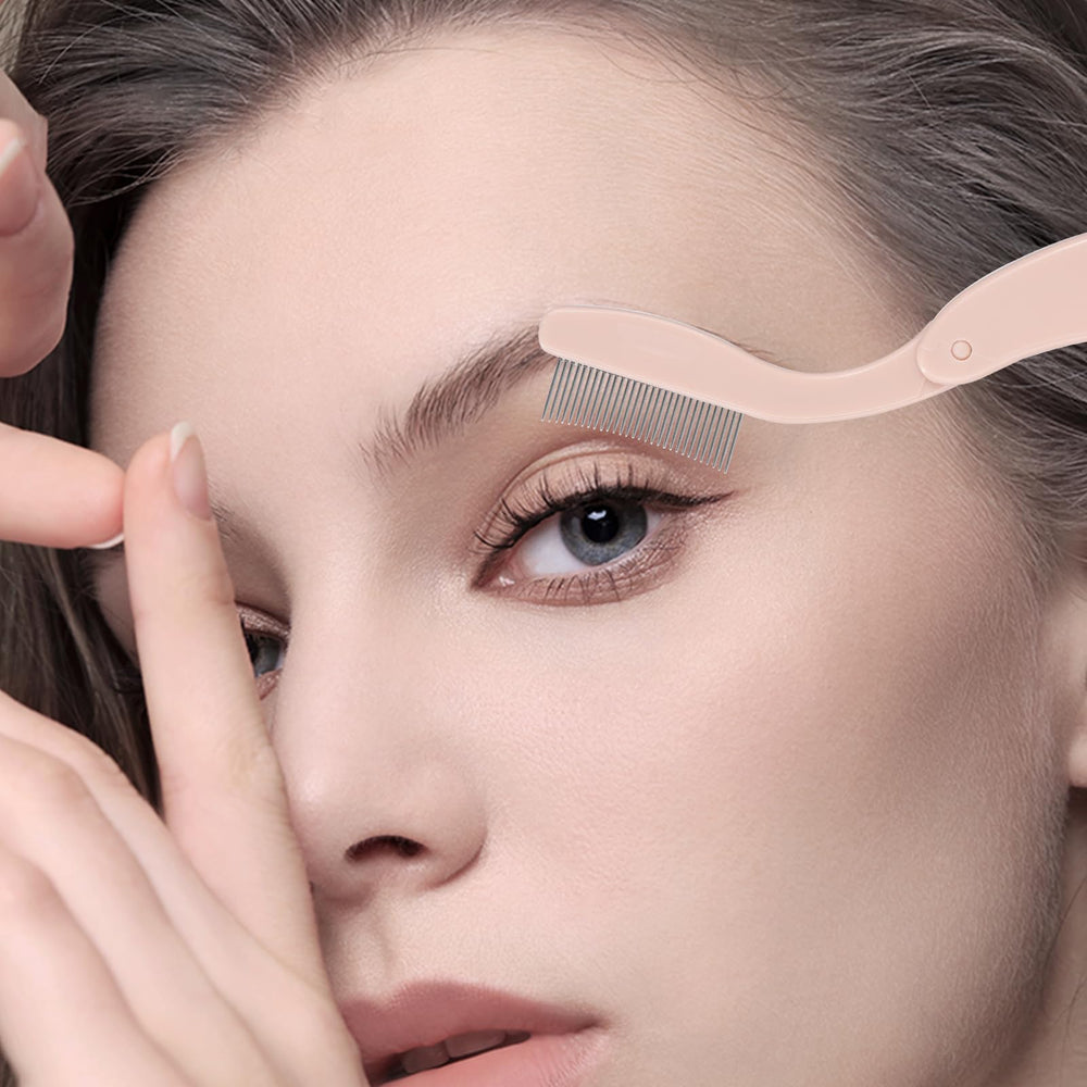MSQ eyelash comb with stainless-steel teeth for durable, repeated use.