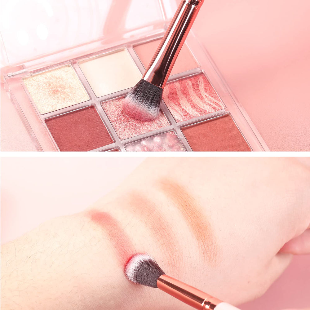 MSQ pink real wood handle brushes with rose gold accents