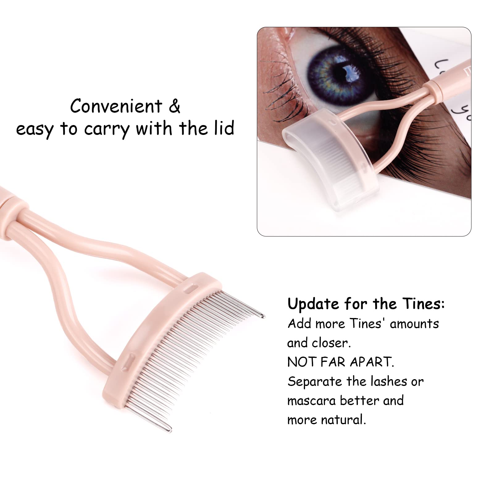 MSQ stainless steel lash comb delivers smooth, repeated mascara coats.