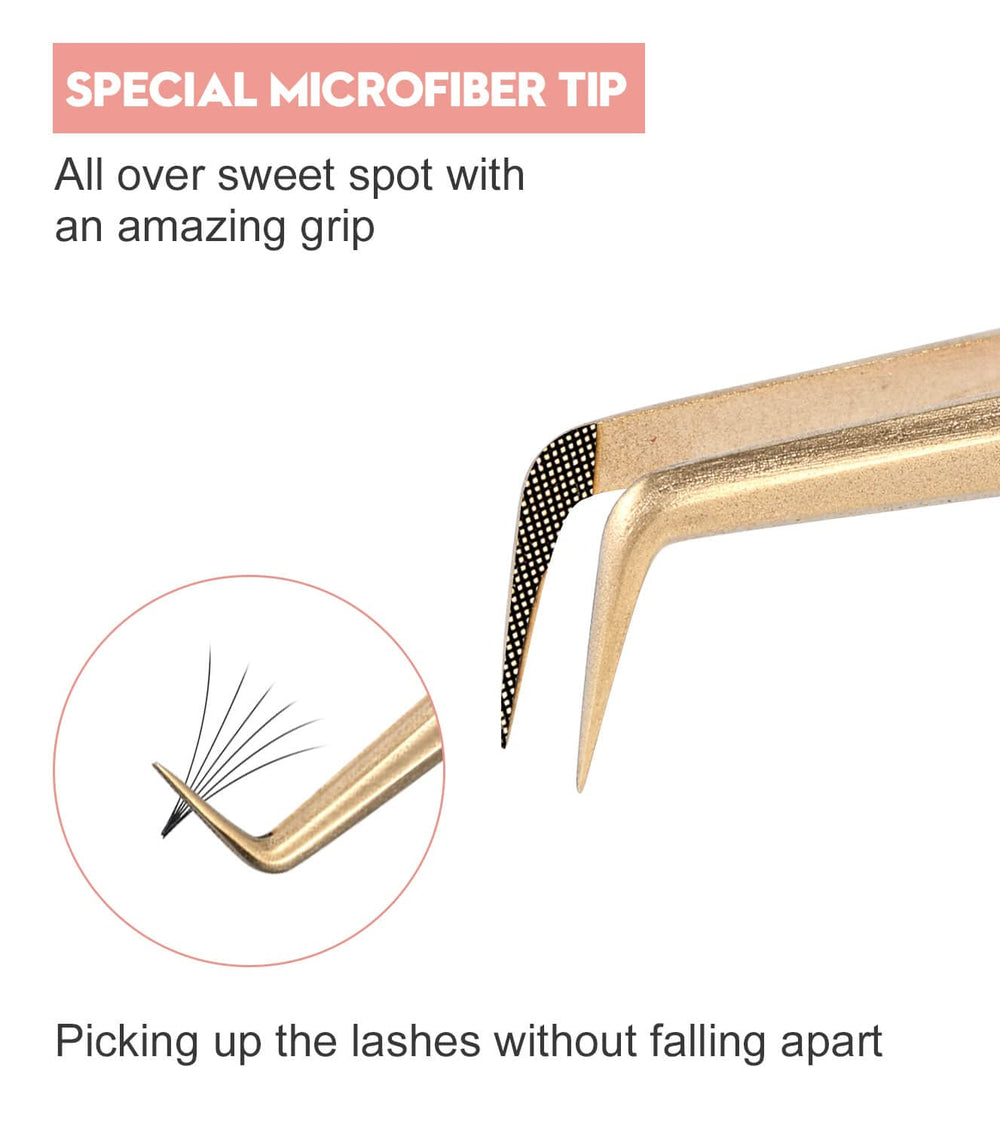 Ms.Queen eyelash extensions tweezers for clean isolation and accurate fan formation.