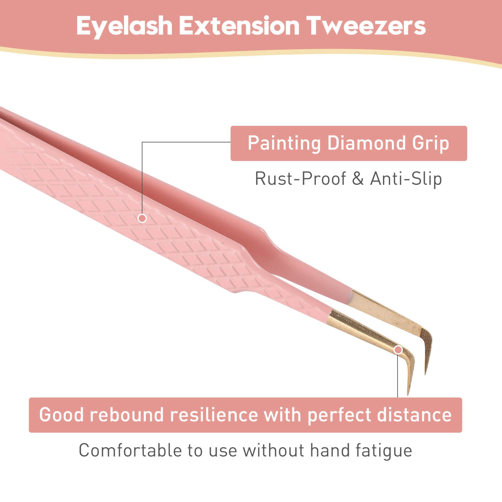 Ms.Queen lightweight ergonomic lash tweezers reduce hand fatigue during sessions.