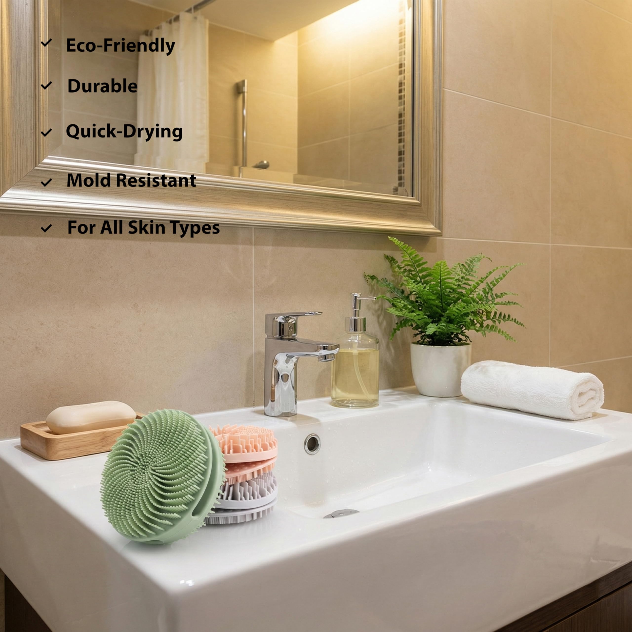 MtBoi silicone body brush with hanging hole for easy air drying