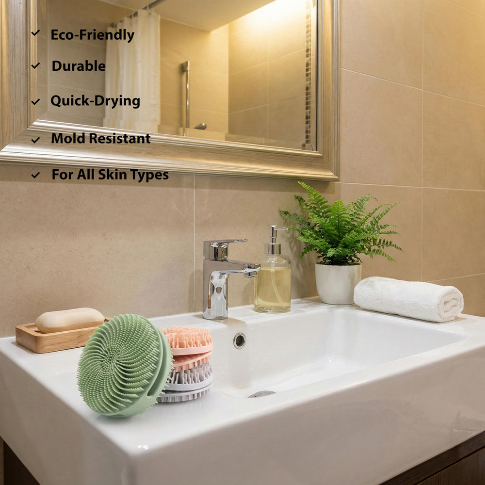 MtBoi silicone body brush with hanging hole for easy air drying