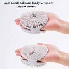 MtBoi silicone exfoliating brush side view showing dual bristles for exfoliation and scalp care