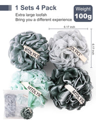 Esponja azul y gris de MTDLYICE con borde blanco para ducha