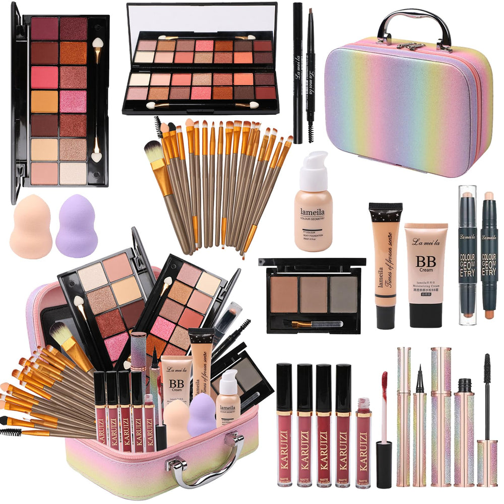 MTDXILTAI rainbow makeup case with organized storage for convenient on-the-go touch-ups.