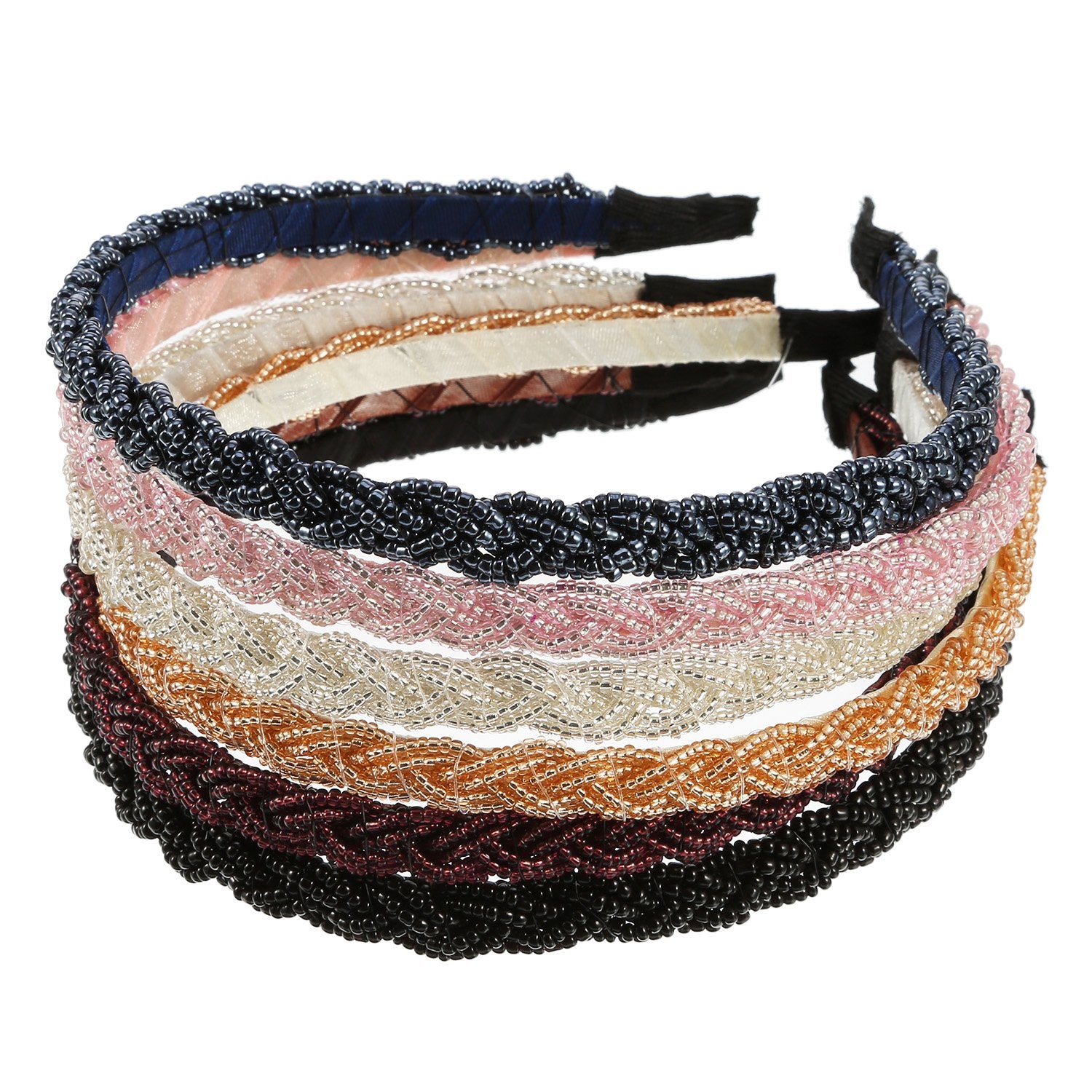 MTLEE diadema de cuentas cristal negro para estilo minimalista.